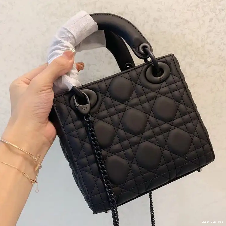 Dior Factory Outlet Cannage Calfskin Ultramatte Black Dior Lady Mini Bag 0506